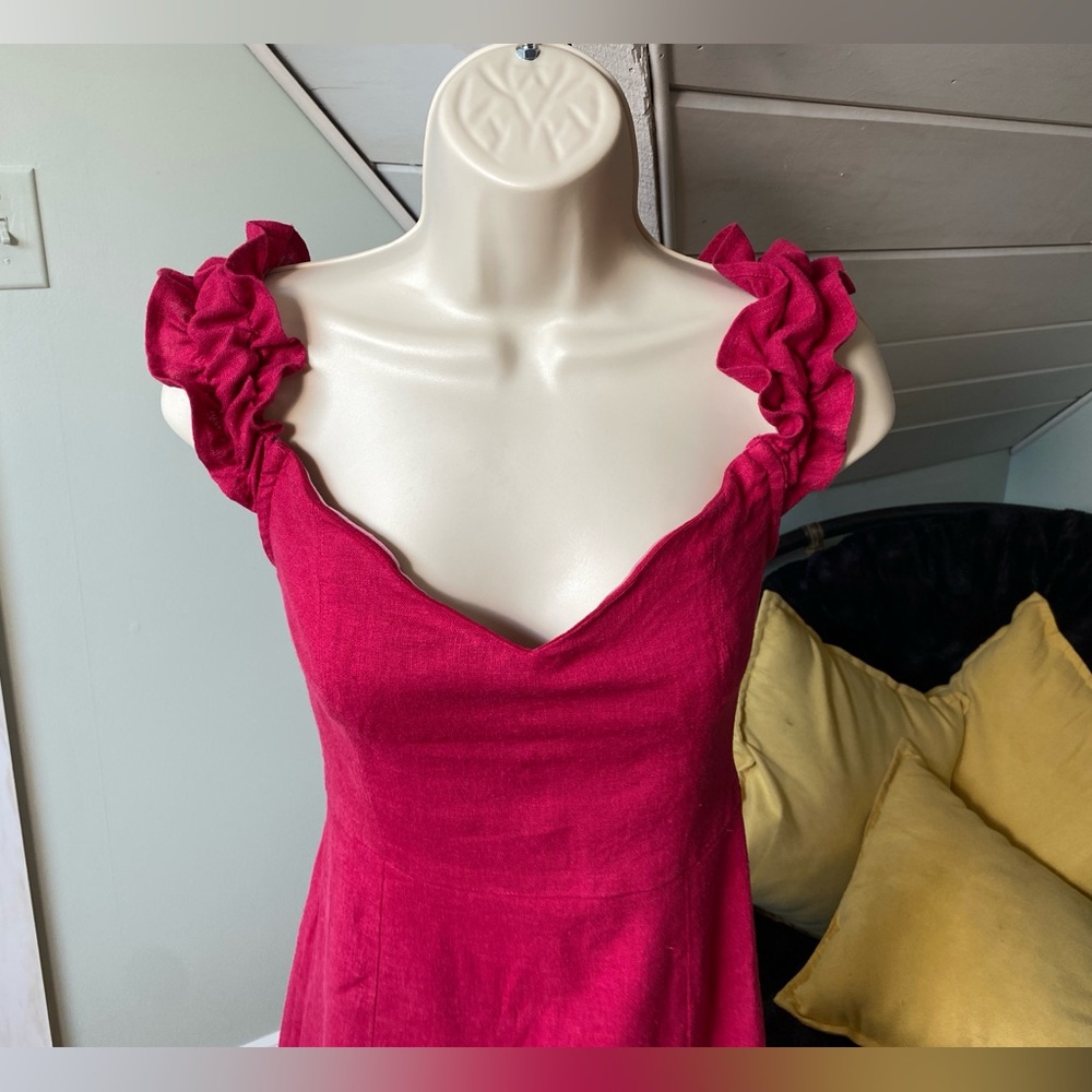 Abercrombie & Fitch Linen Blend Minidress Size S Fuchsia Pink - Picture 2 of 12